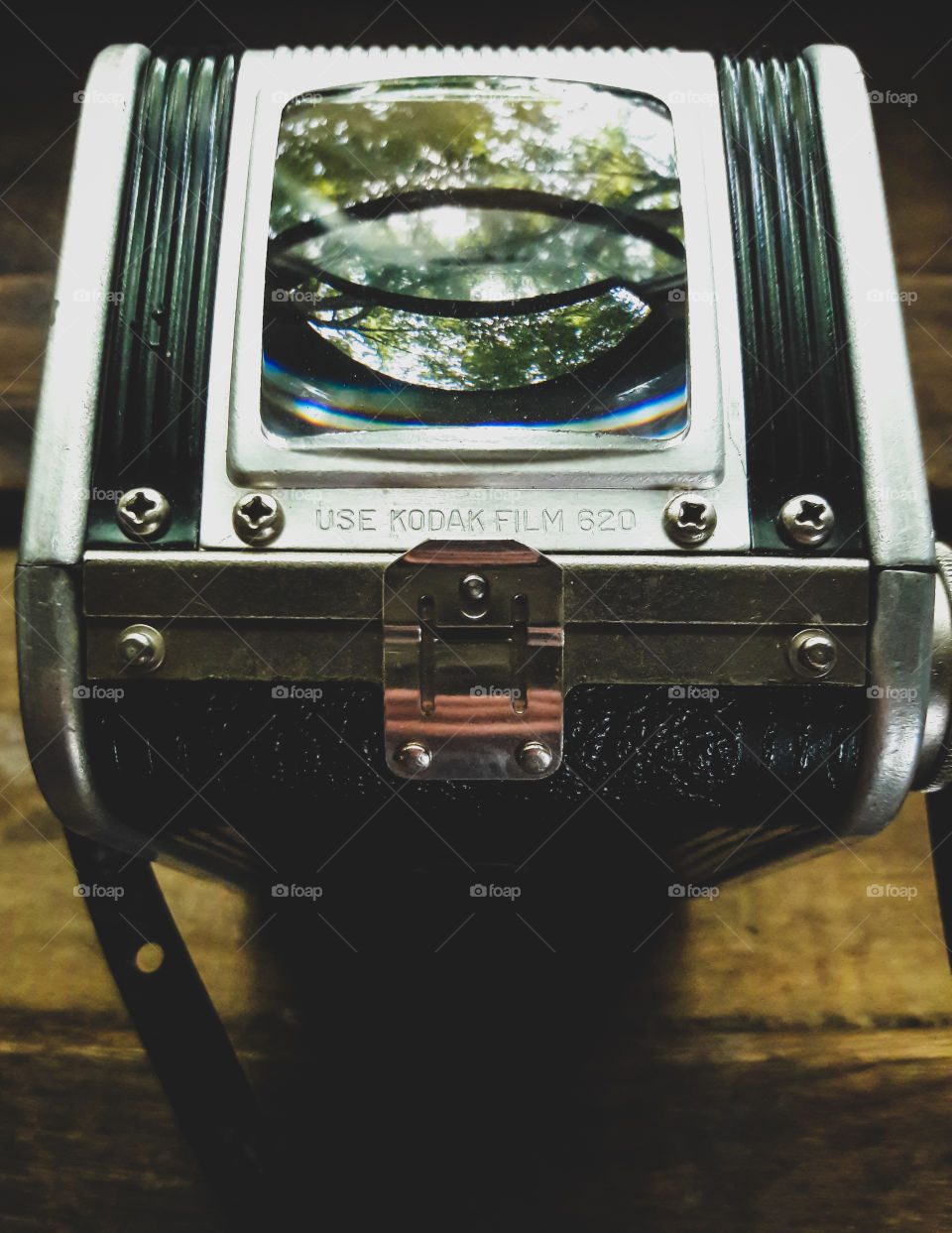 Matte filter style photograph of, a 1947 Kodak Duaflex camera.