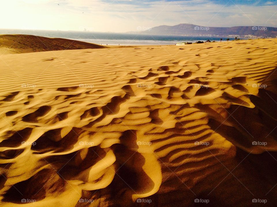 View of moroccan beach sand