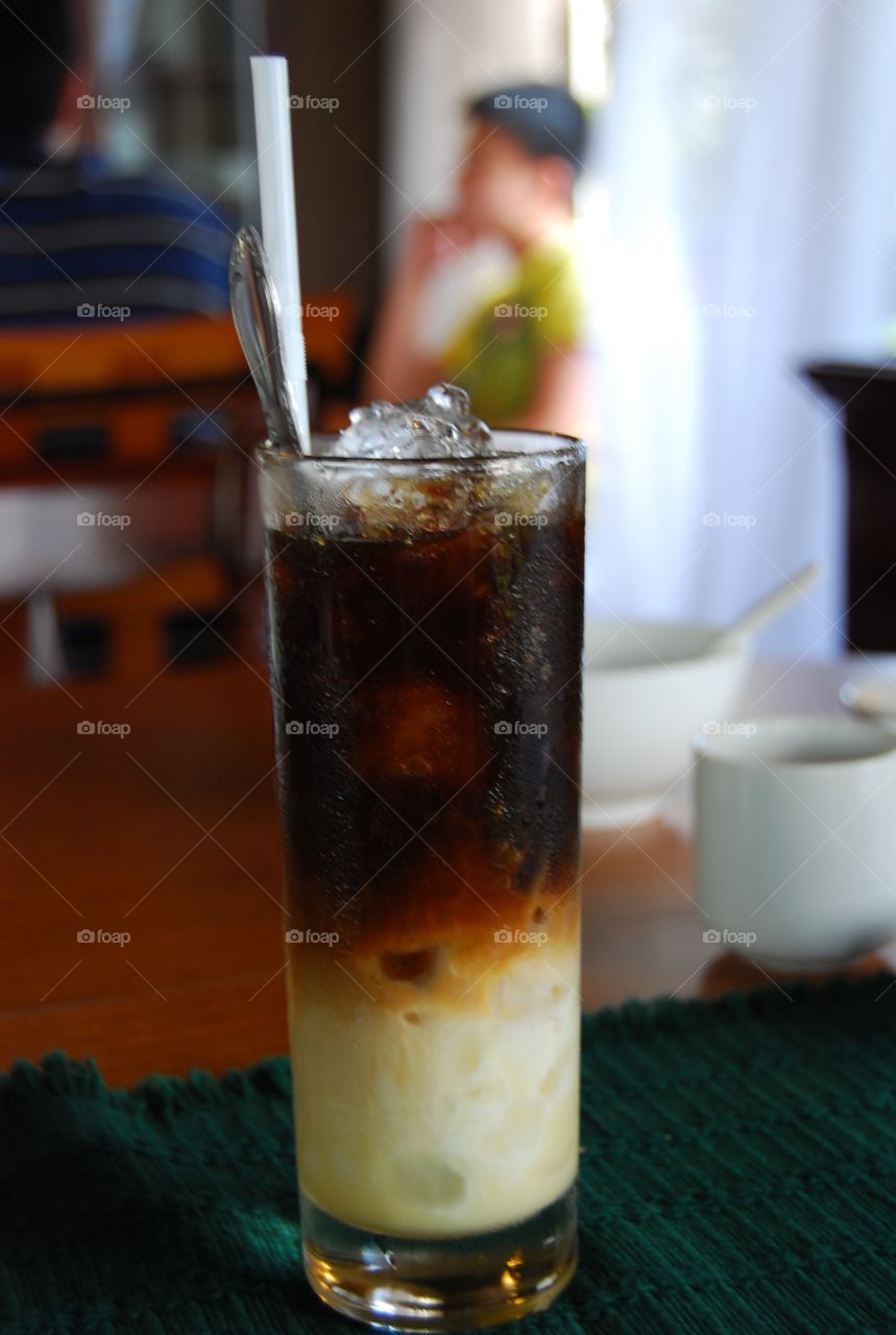Ice coffee in glass