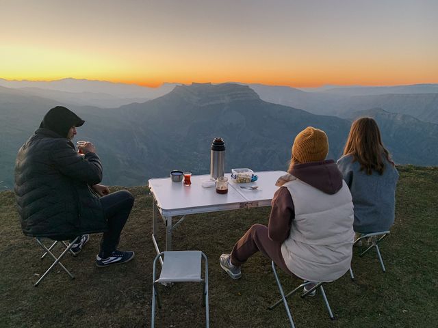 tea overlooking the mountains