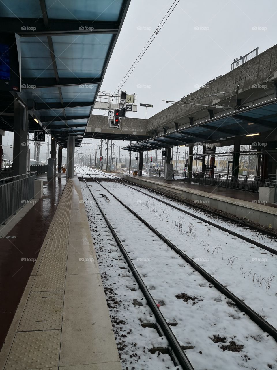 Gare, Railway Tracks, Snow, Metz, France