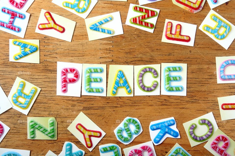 word peace in colorful letters. word peace spelledin colorful letters