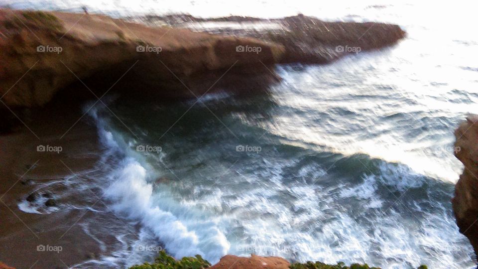 Surf Breaking Along Sunset Cliffs
