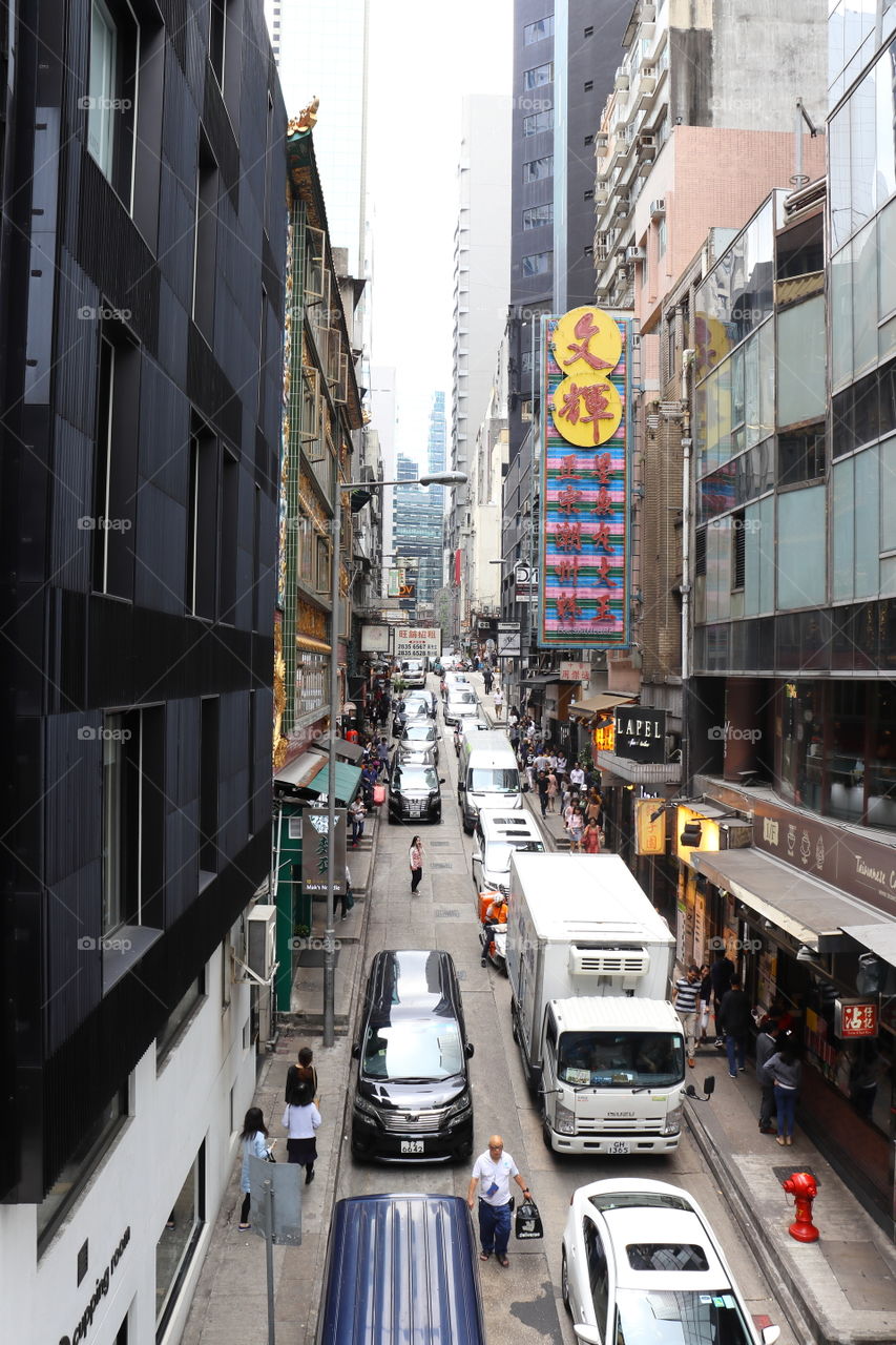 Crowded street in Hong Kong
