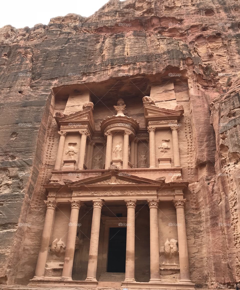 The majestic Treasury in Petra, Jordan. This was featured in the movie, Indiana Jones and the Last Crusade.  