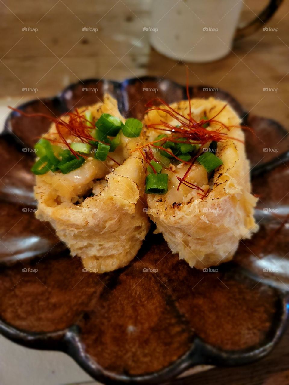 Japanese fried tofu skin scallop roll found in Kowloon City in Hong Kong