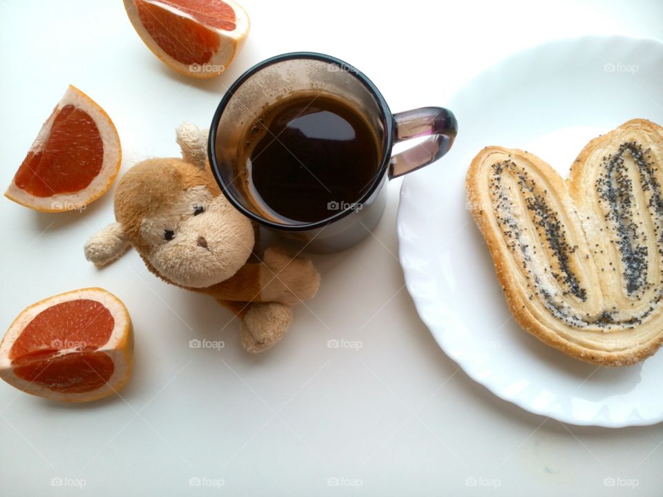 Breakfast on white background