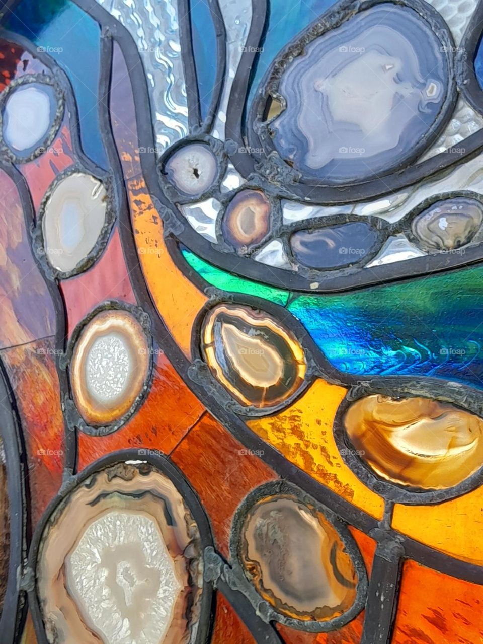 Rainbow of colours on the windows art