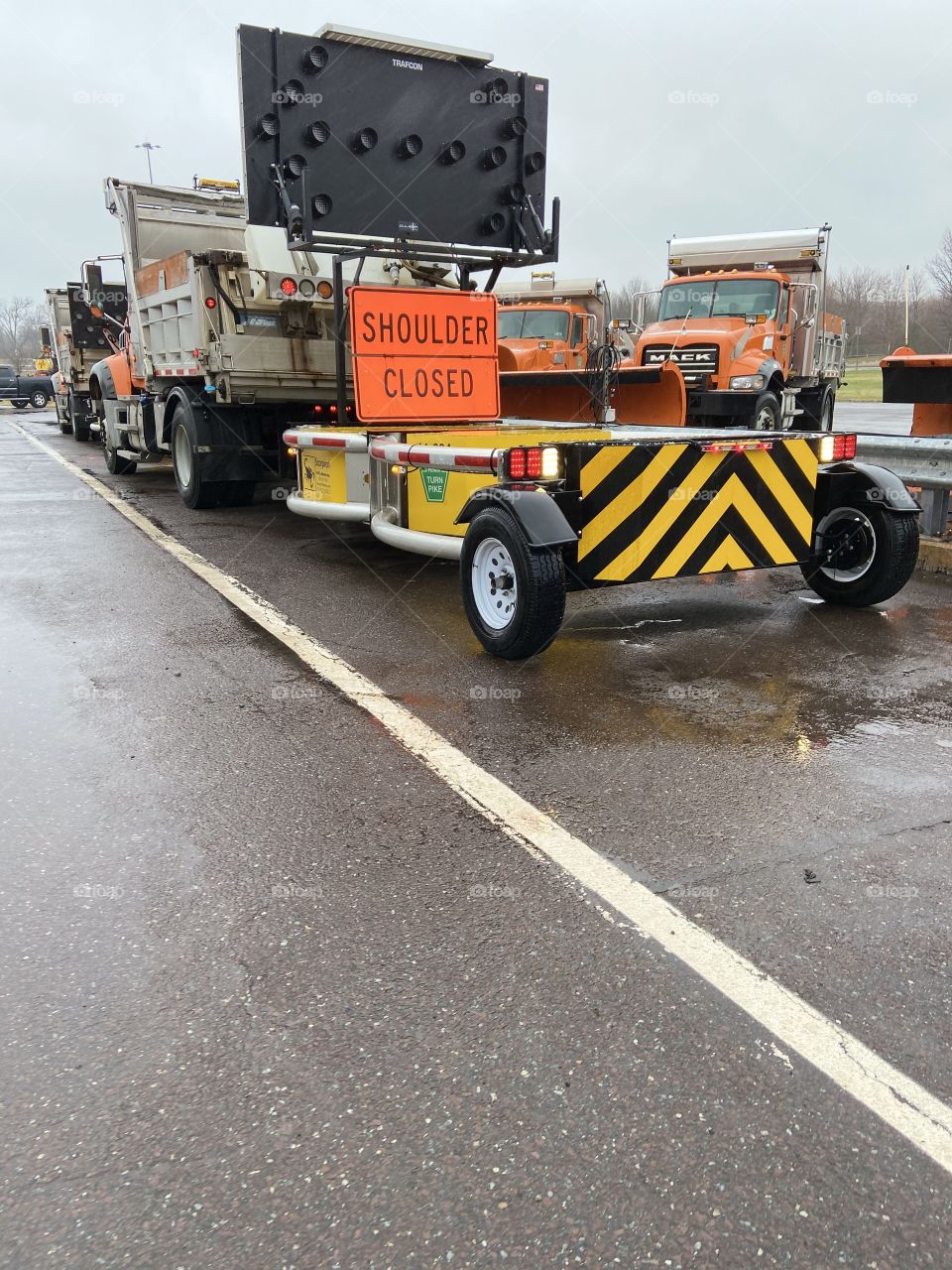 Ready for road work on a rainy day