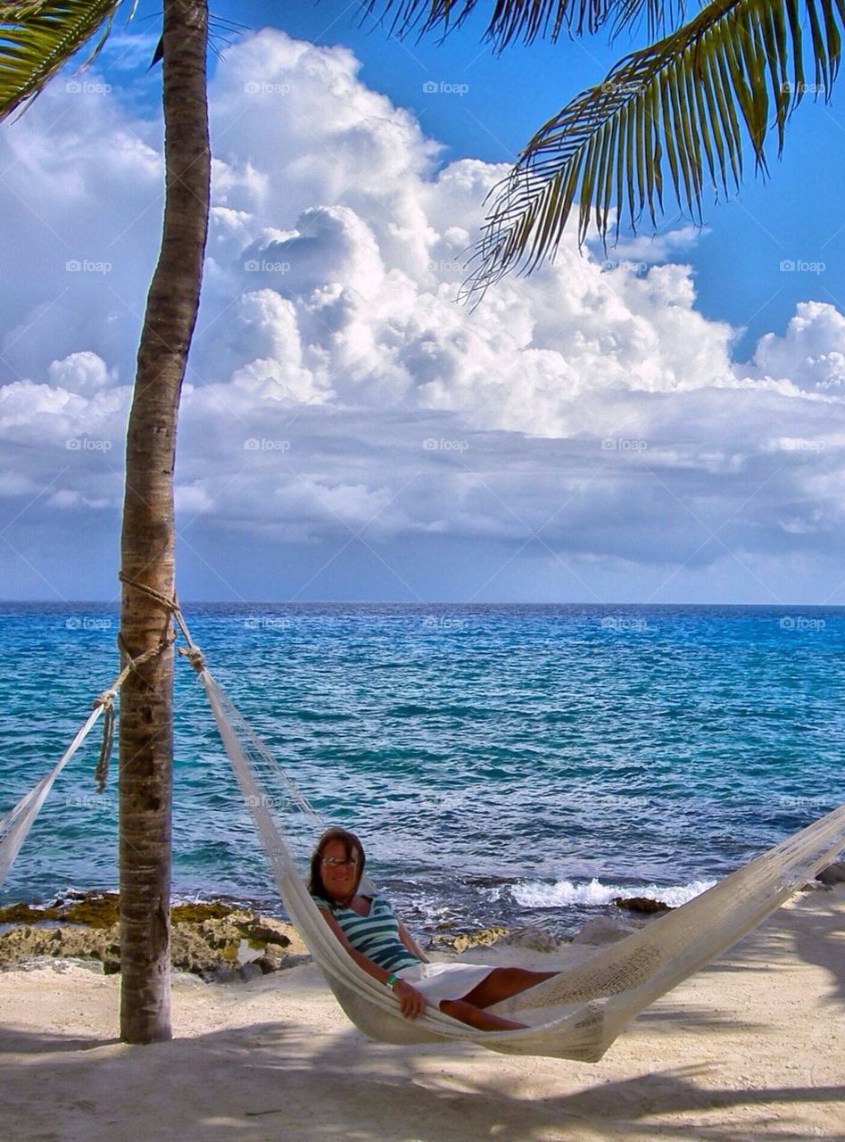 Relaxing in a hammock