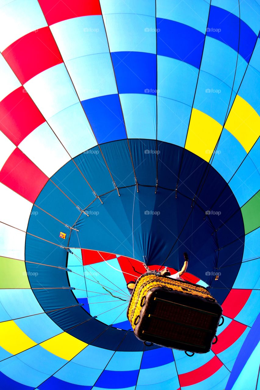 Hot air ballon taking off 