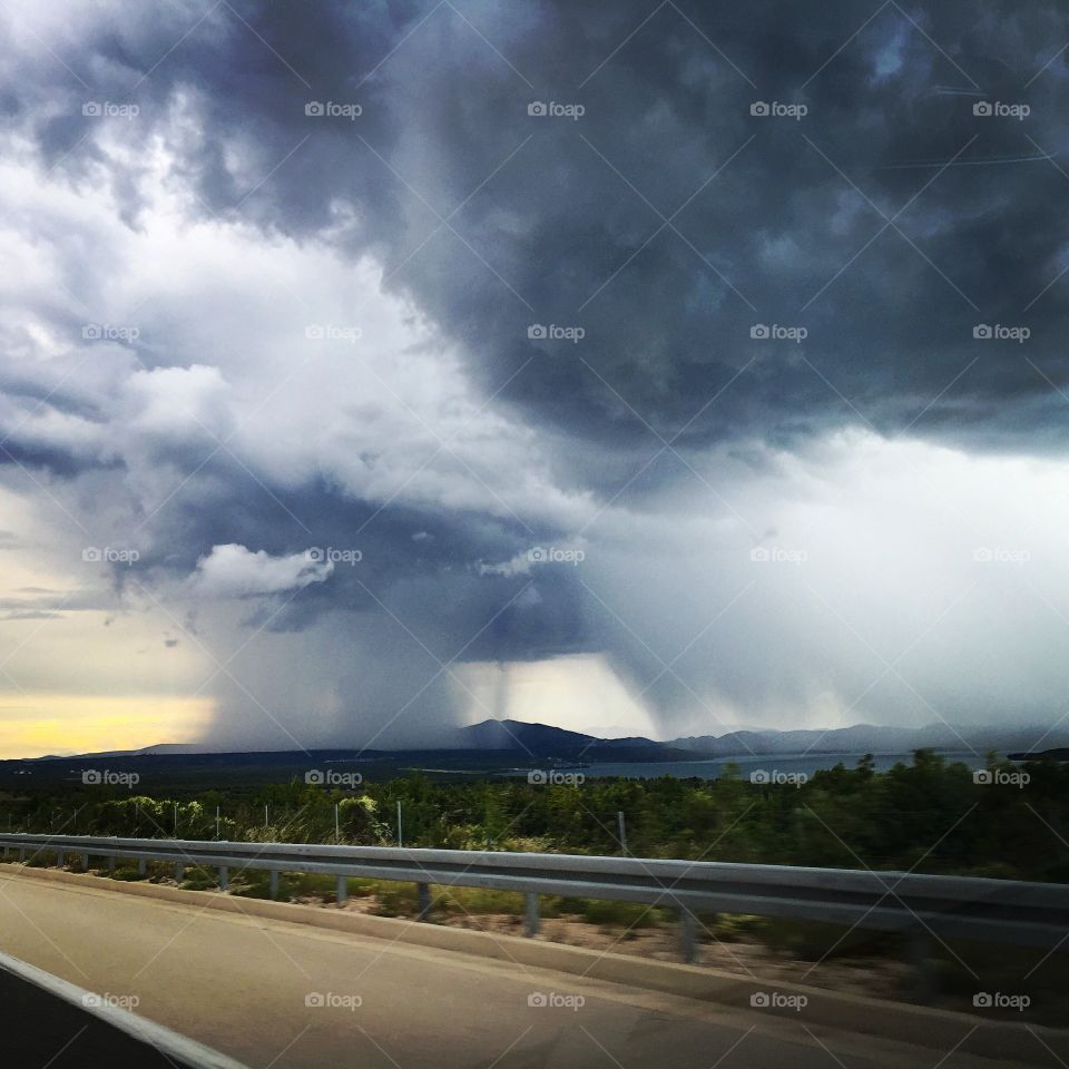 Thunderstorms along the highway 