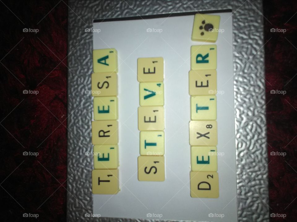 making words out of scrabble letter's, in my spare time.