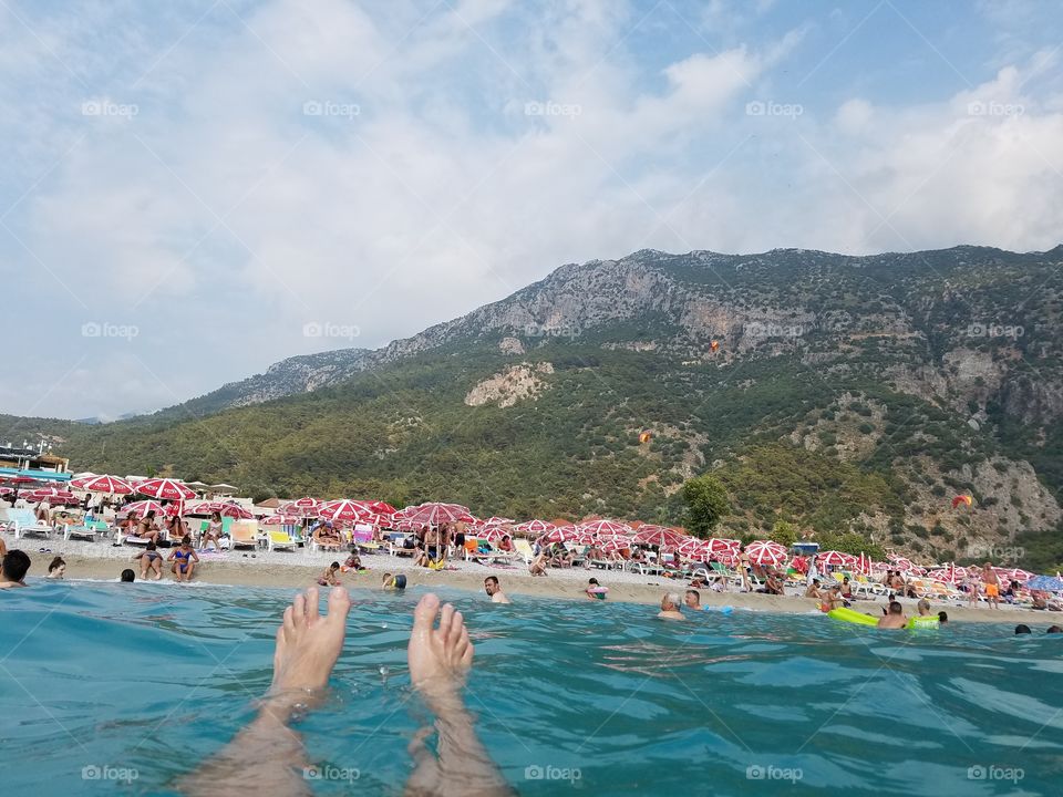 relaxing in calm, turquoise and peaceful water at Oludeniz turkey