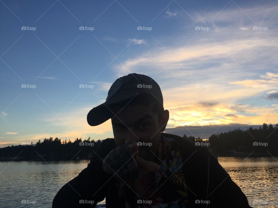 Water, Lake, Sunset, People, River