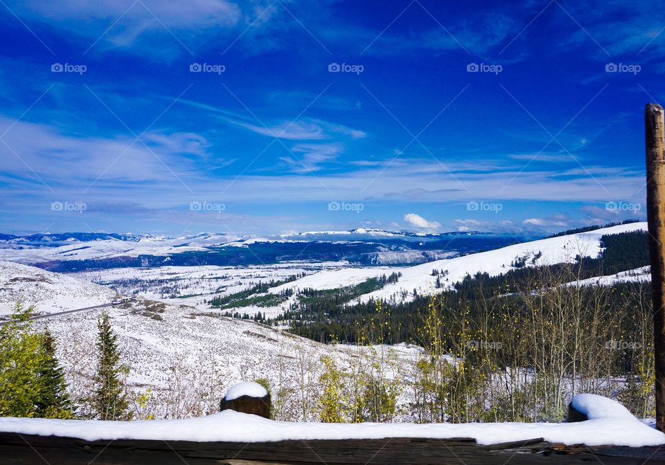 High angle view of snowy landscape