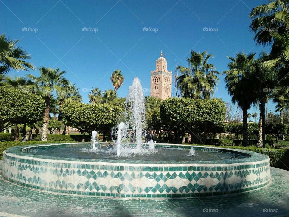 Water in urban city at  marrakech in Morocco.