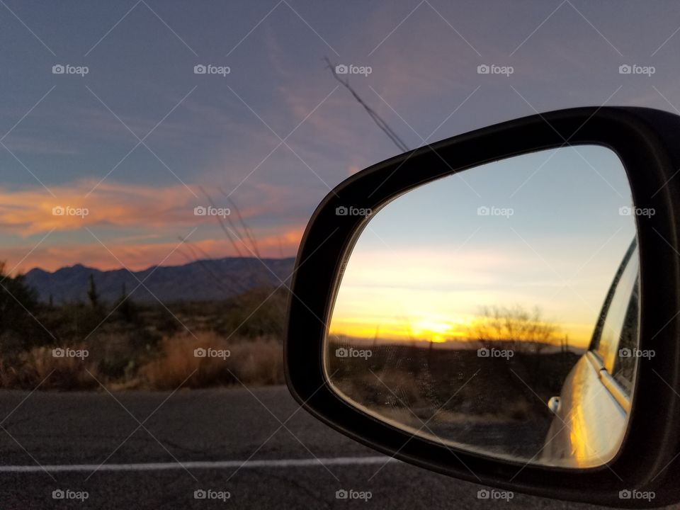 road trip; Sunset