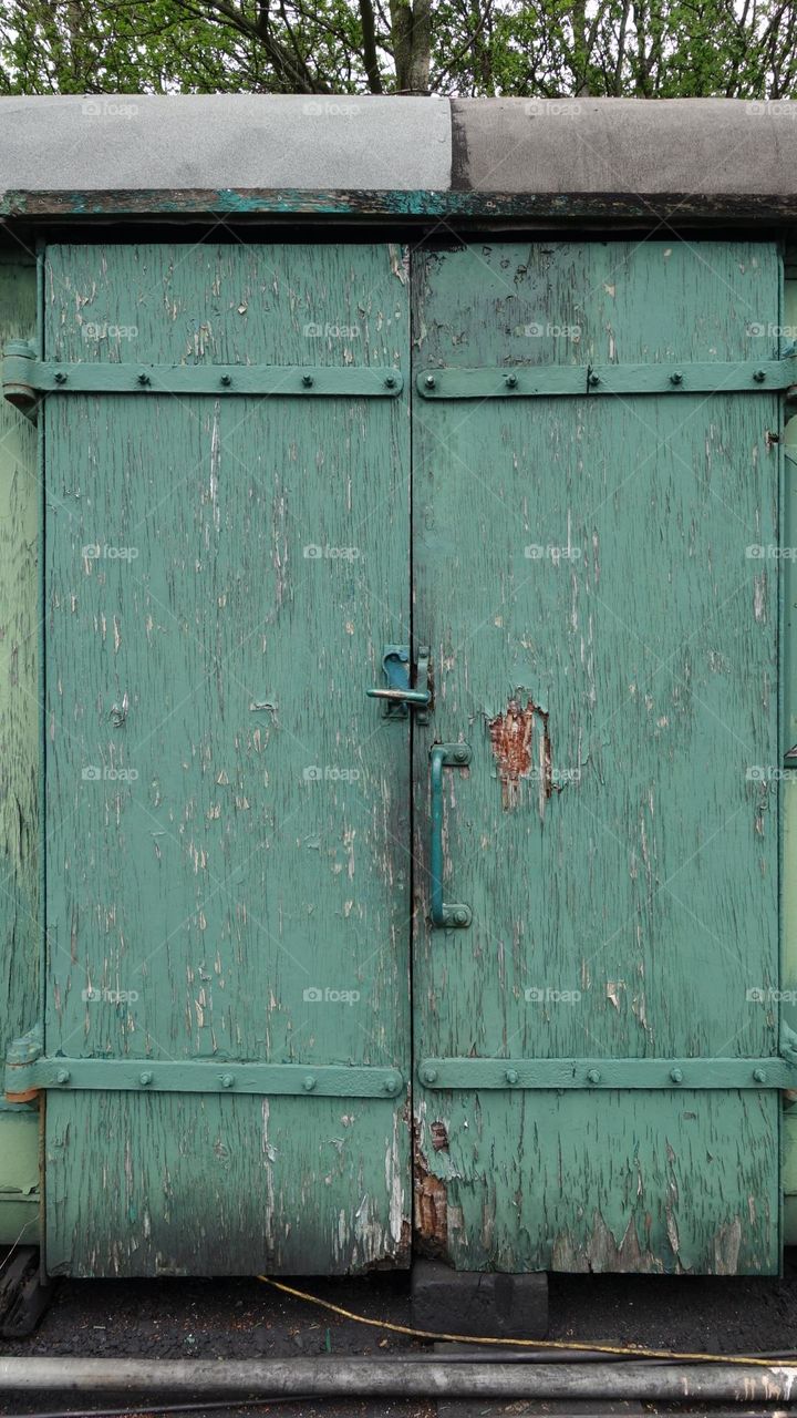 green warehouse door