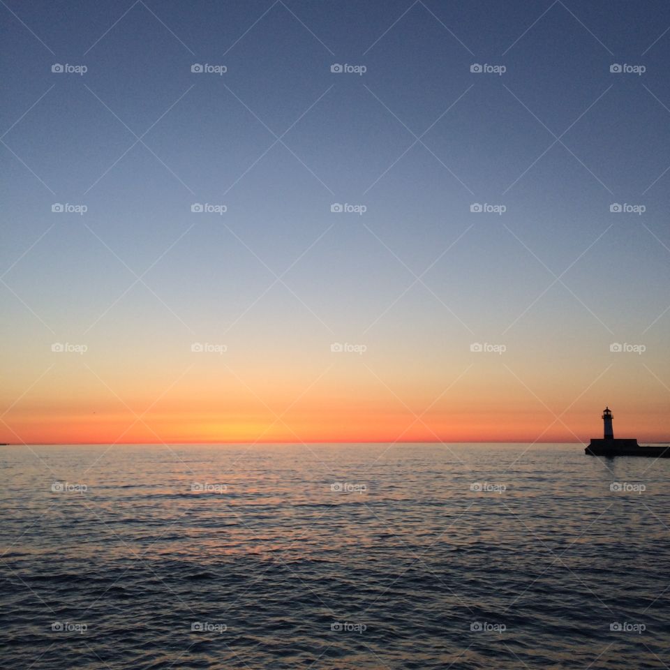 Lake Superior. Sunrise in Duluth