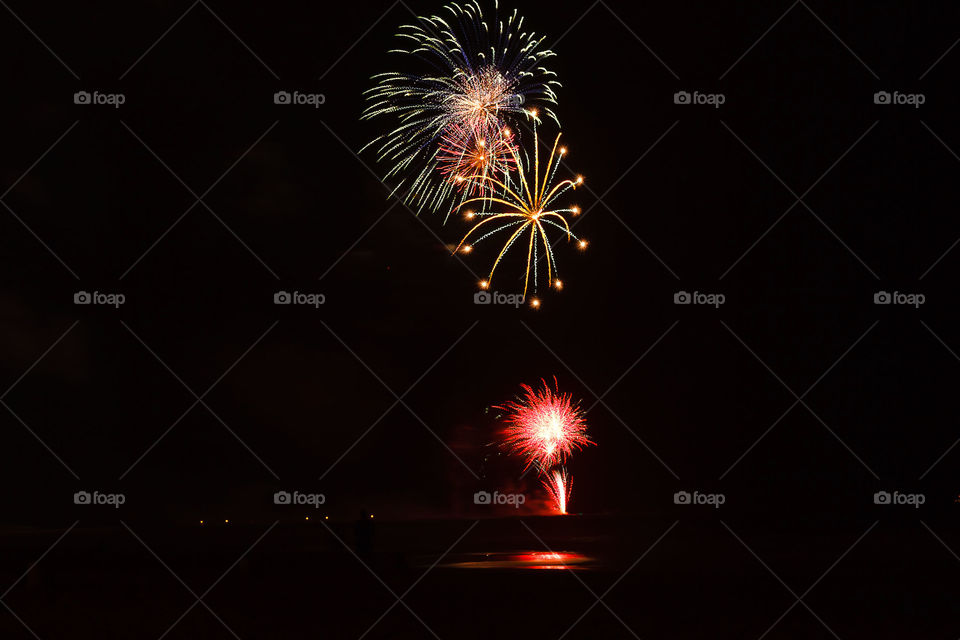 Fireworks over the water