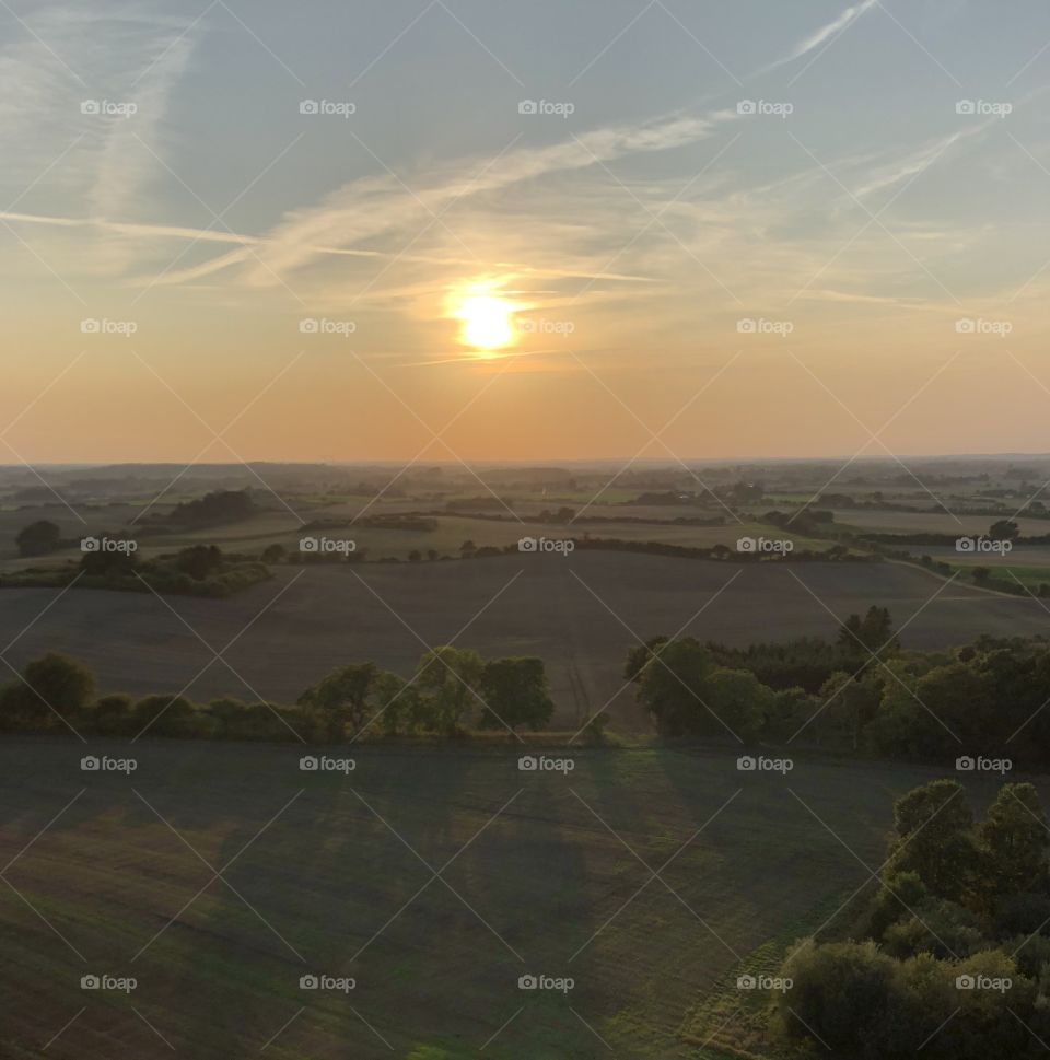 Sunset from hot air ballon