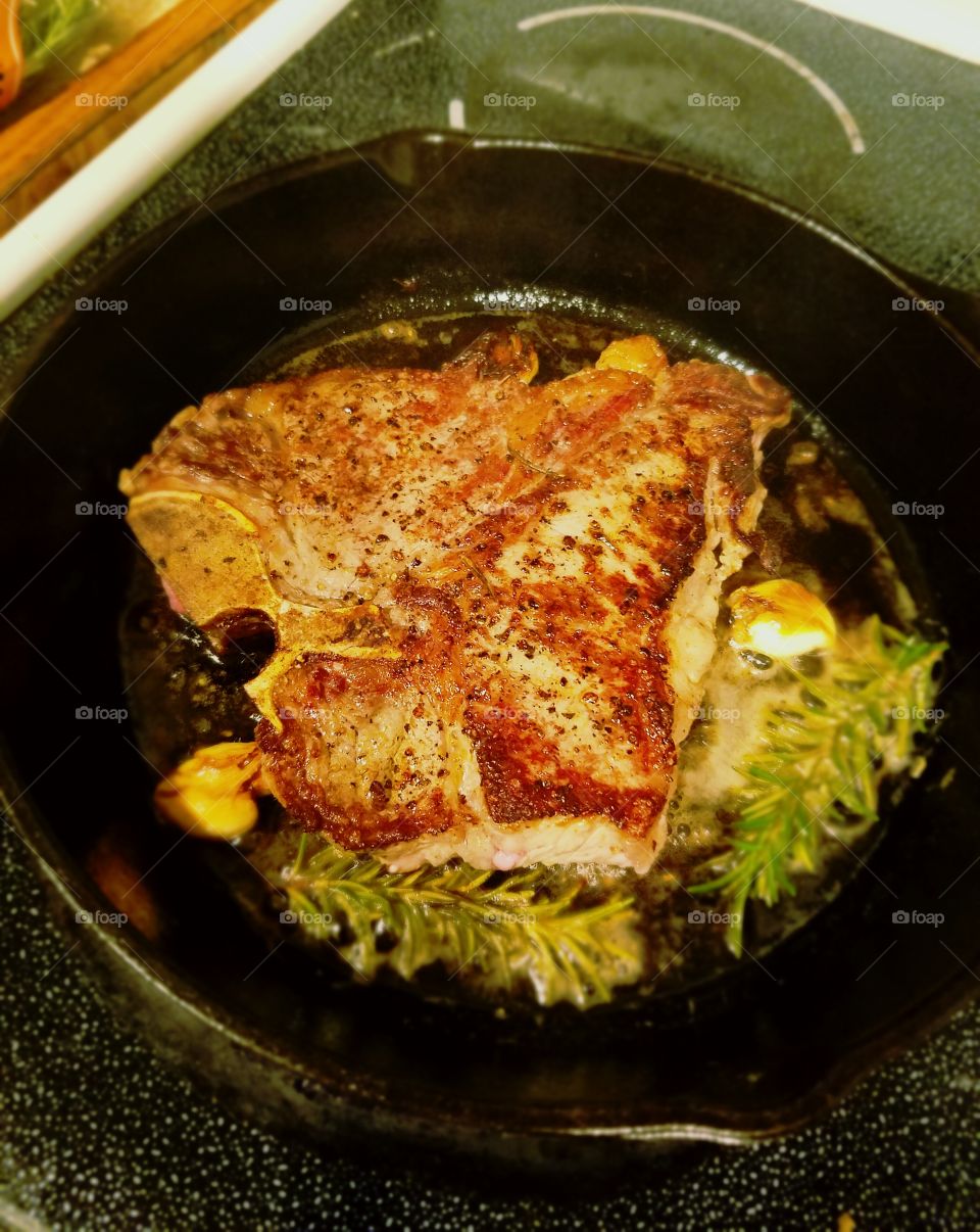 butter, rosemary basted steak