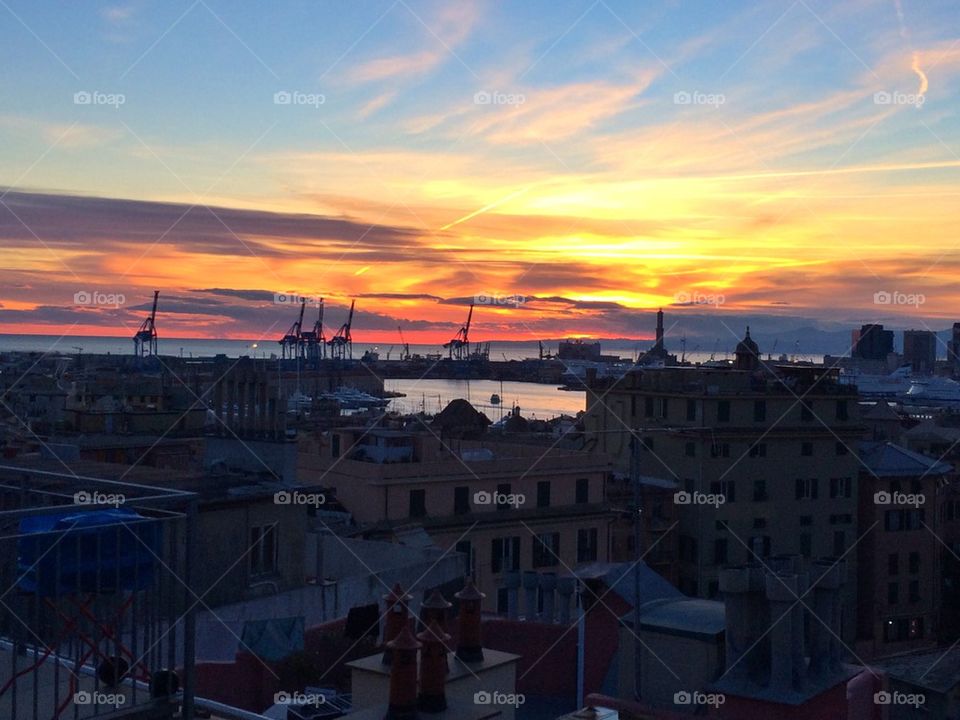 Genoa at sunset