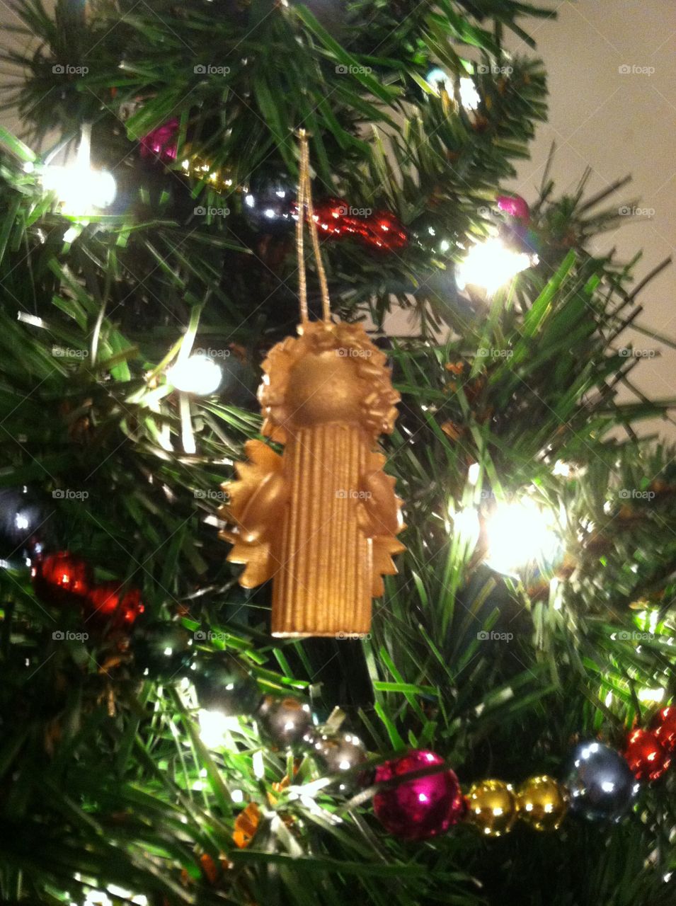 Noodle Angel Ornament. A gift from a child many years ago- a noodle angel Christmas ornament always gets a prominent place on the  tree
