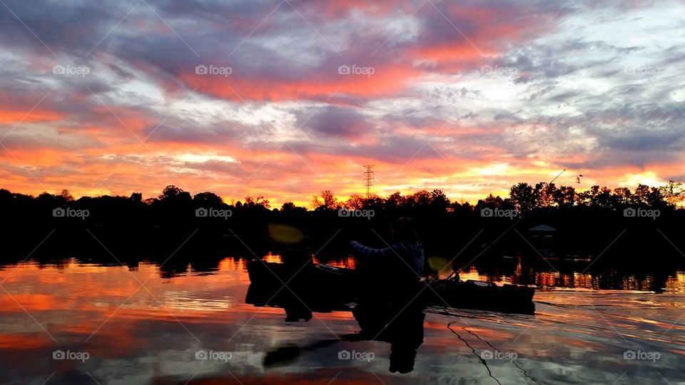 Sunset while kayaking