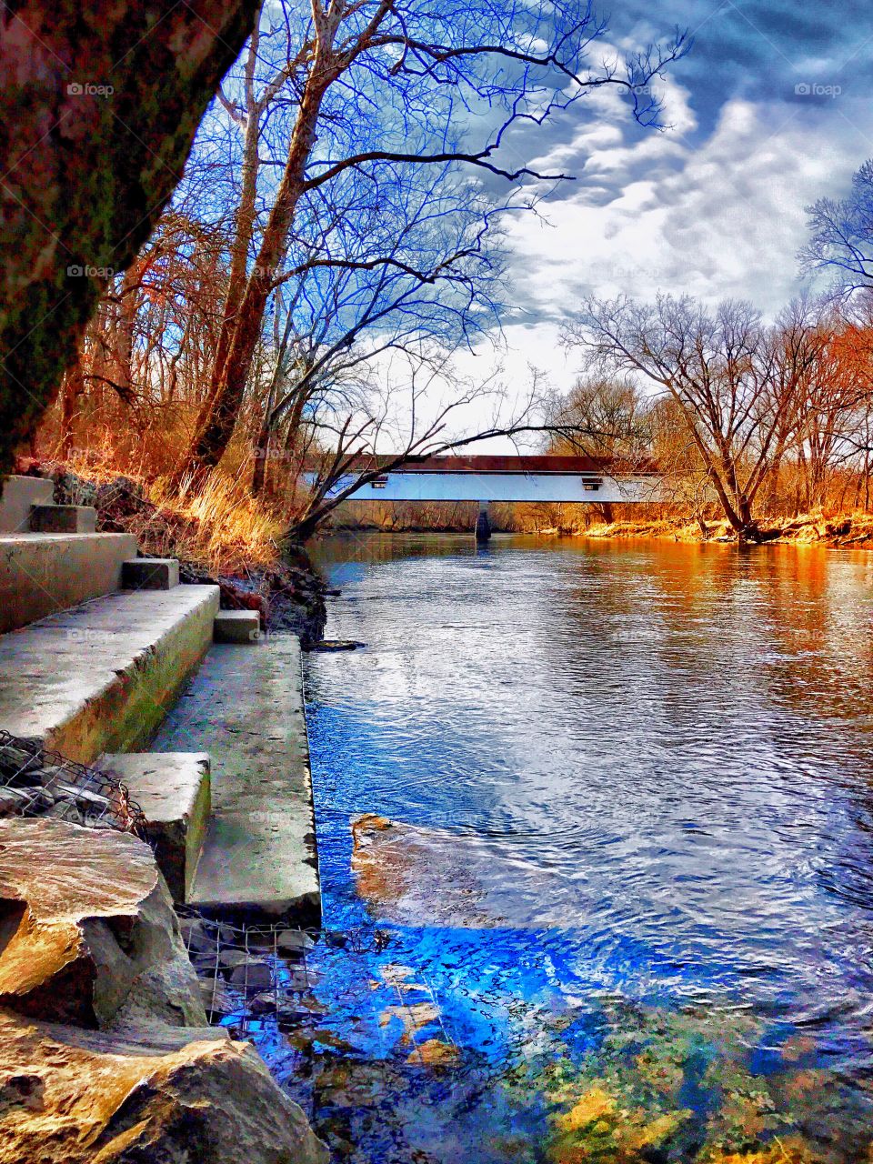 Beautiful white river and potters bridge 