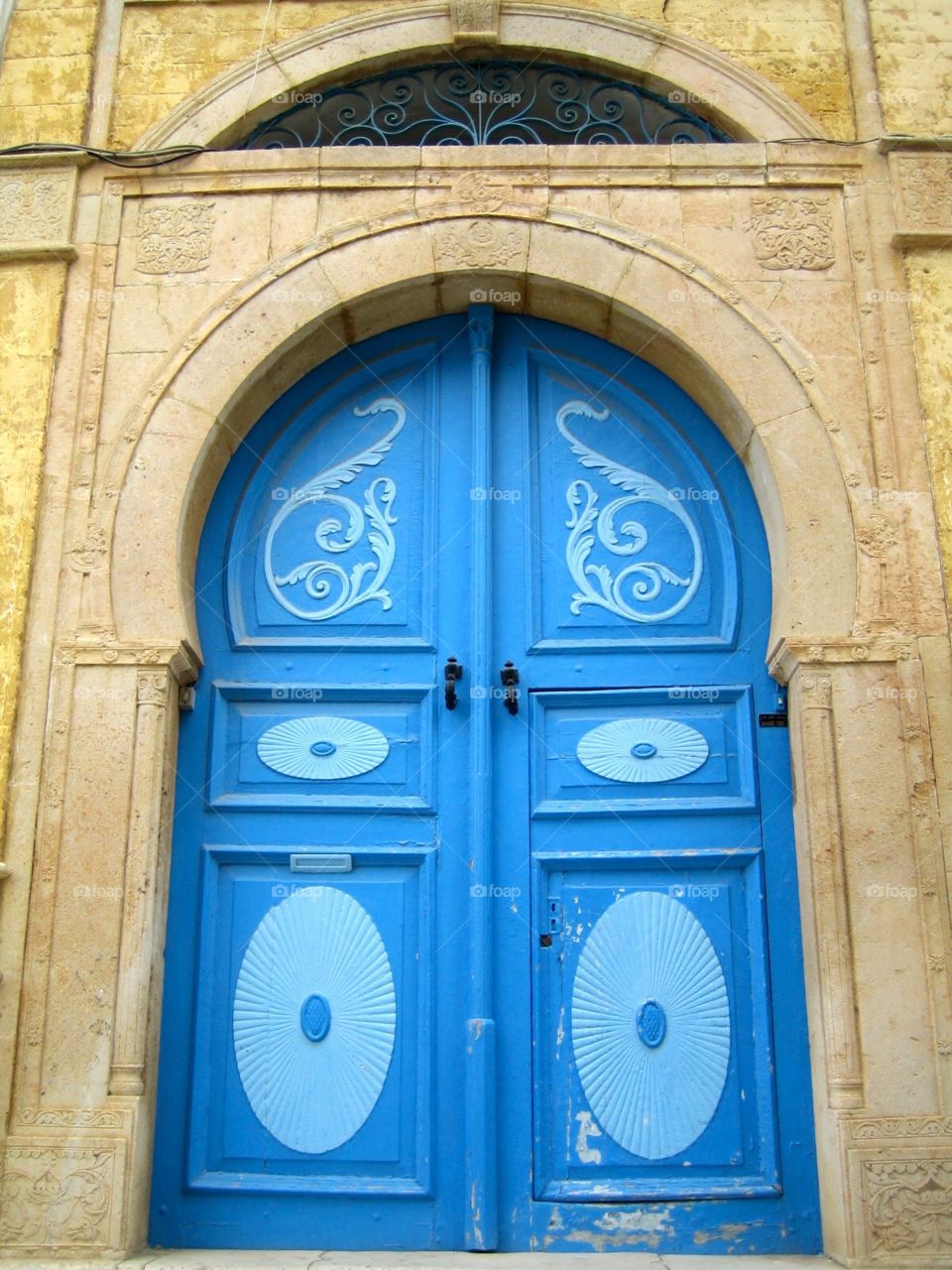 Blue door with oriental Ornaments 