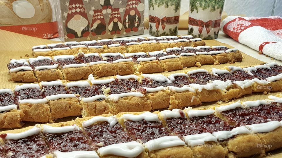 Making raspberry jam cookies for Santa 