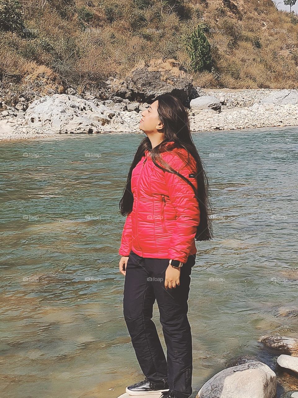 In the flow with Nature bliss and enjoying the waves of the river in the great place