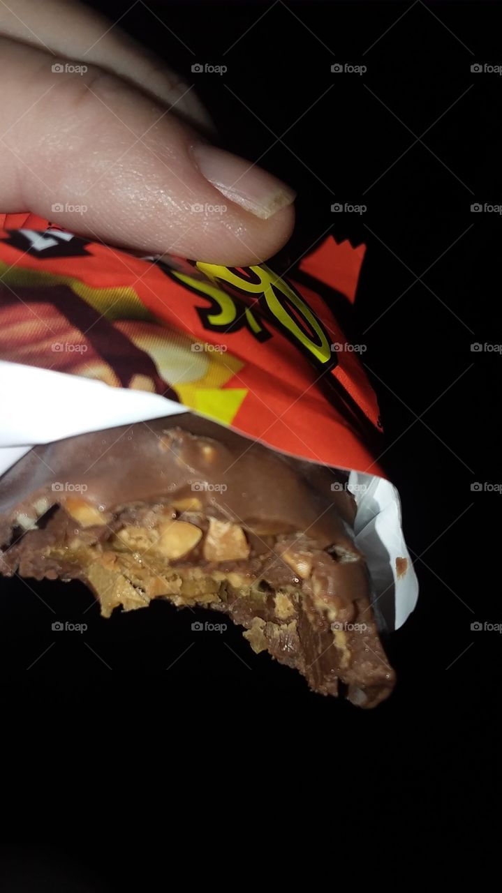Reese's Crunch bar! great for the sugar cravings