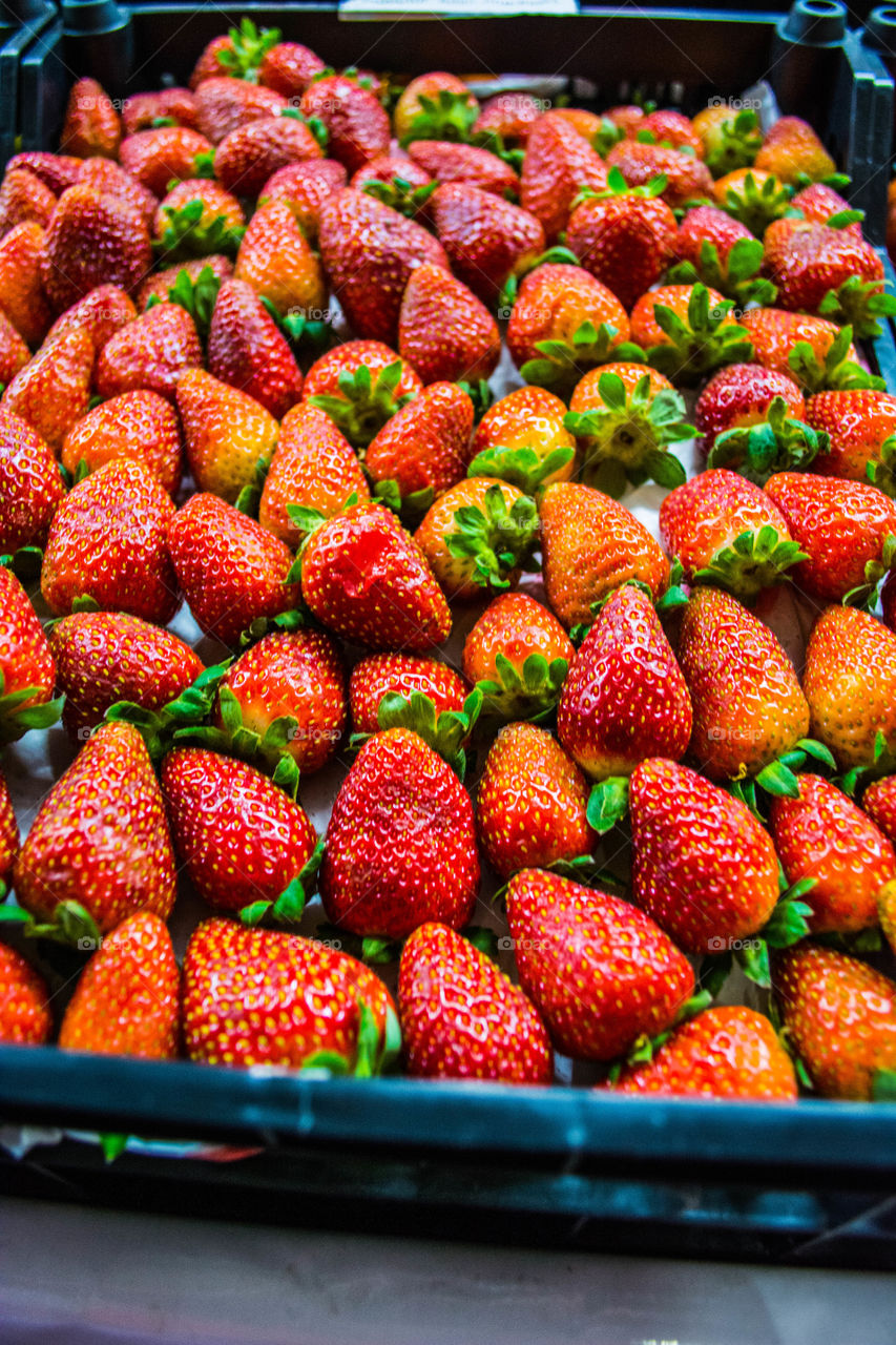 Fresh strawberries for sale at organic fair