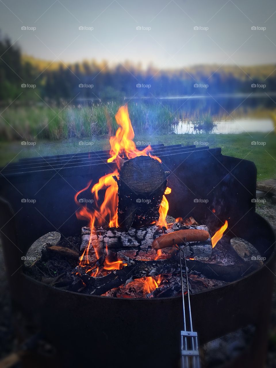 Fire pit in the lake