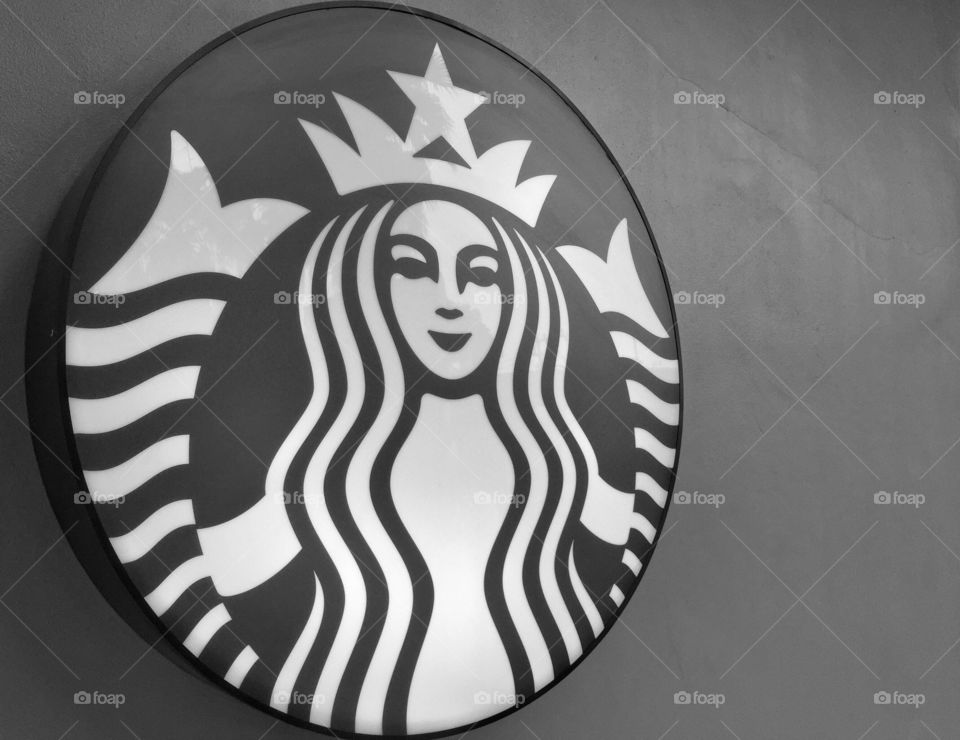 Starbucks billboard hang on the wall