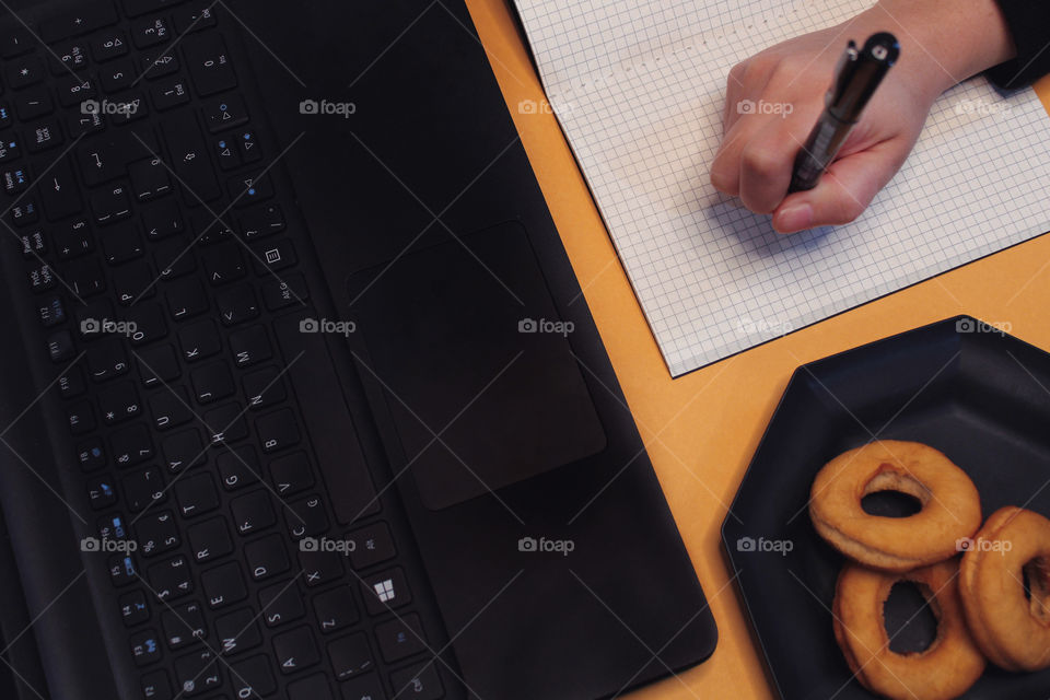 Person working in the table