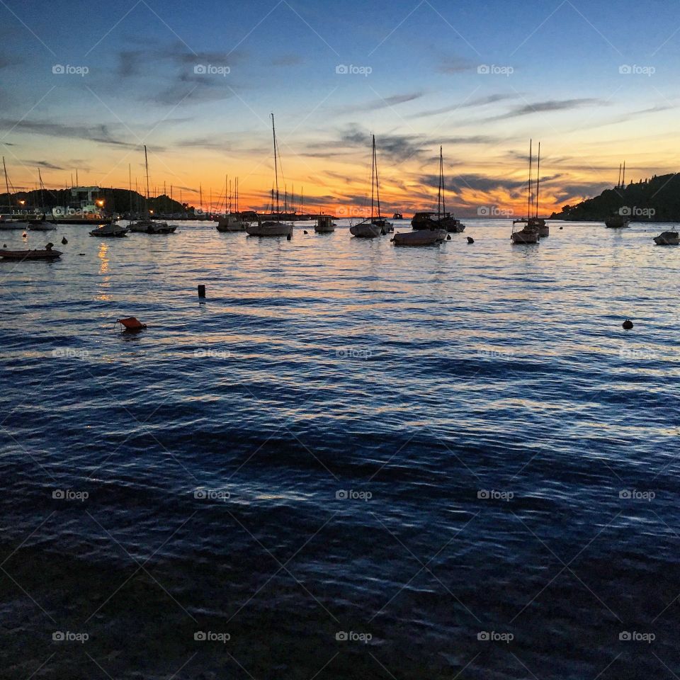 Sunset over Rovinj Harbor, Croatia 