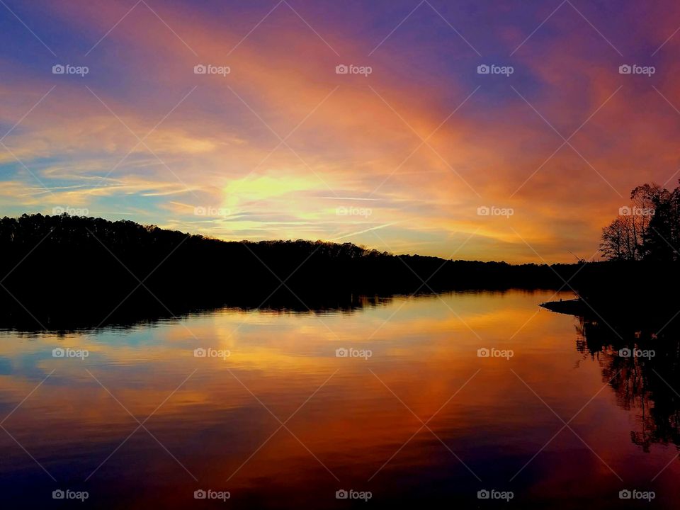 interesting sunset over island.