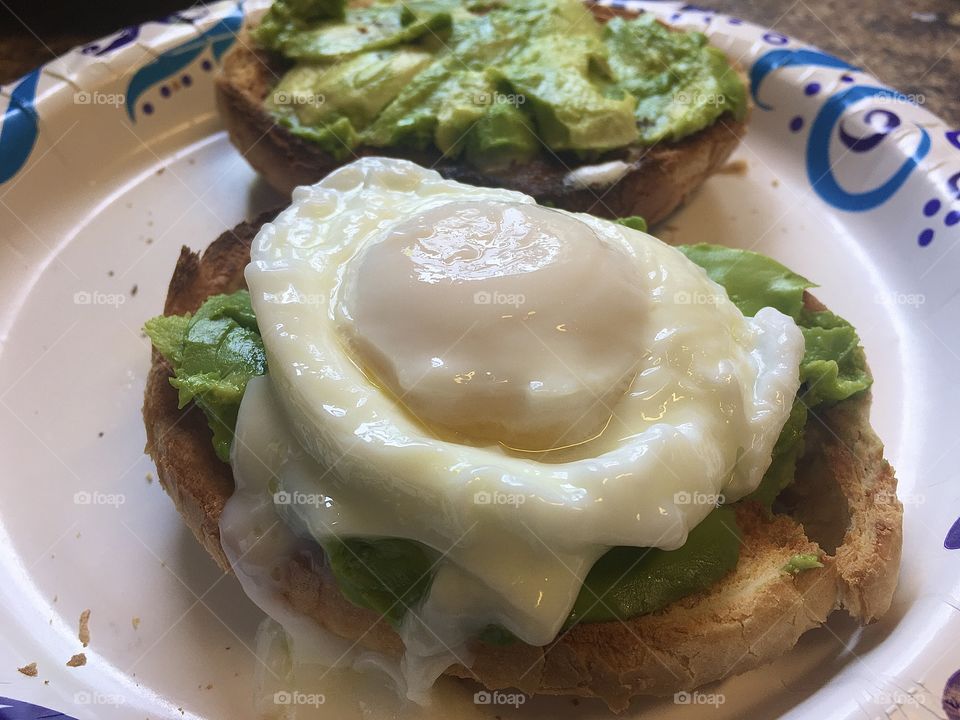 Nothing like a heart healthy breakfast! Soft egg on a bagel smothered in avocado. 