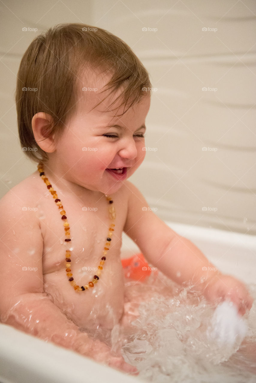 Cute baby in a bathtub