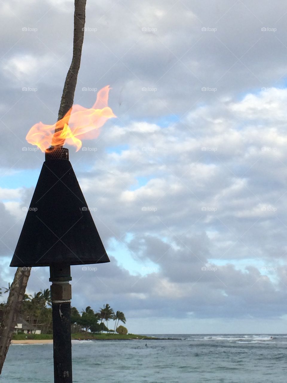 Flame, ocean, sky, beach, Hawaii, Kauai, outdoors, shore 