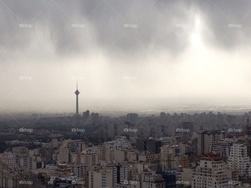rain tehran milad tower baam tehran by emad242001