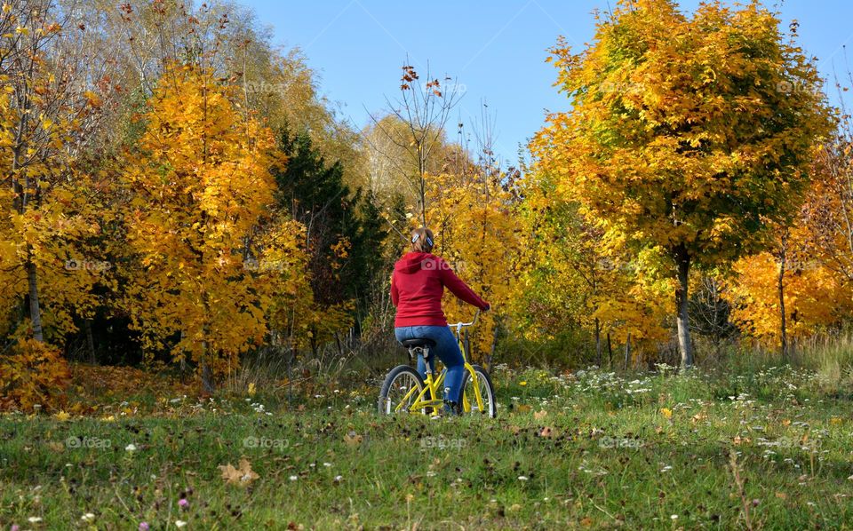 person riding bike beautiful nature landscape