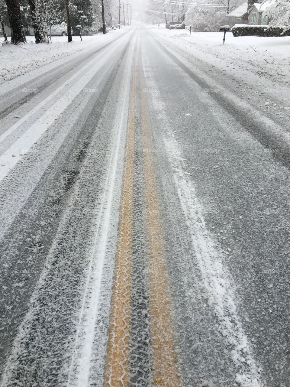 Road After Snowstorm No Traffic, Daytime