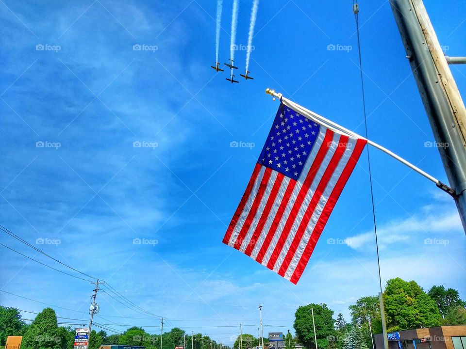 flag and planes