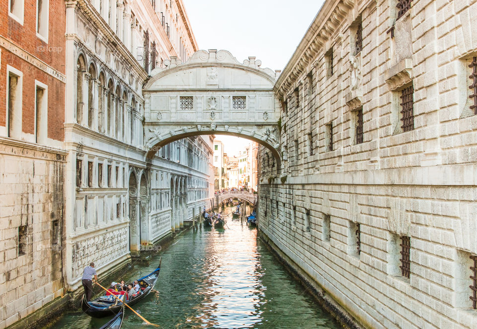 Gondola Rides At The Famous Bridge Of Sighs In Venice, Italy
