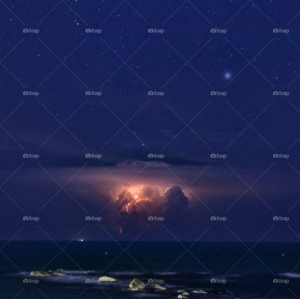 Thunderstorm over the sea 